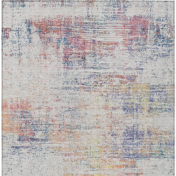8' X 10' Ivory Orange And Blush Abstract Washable Indoor Outdoor Area Rug