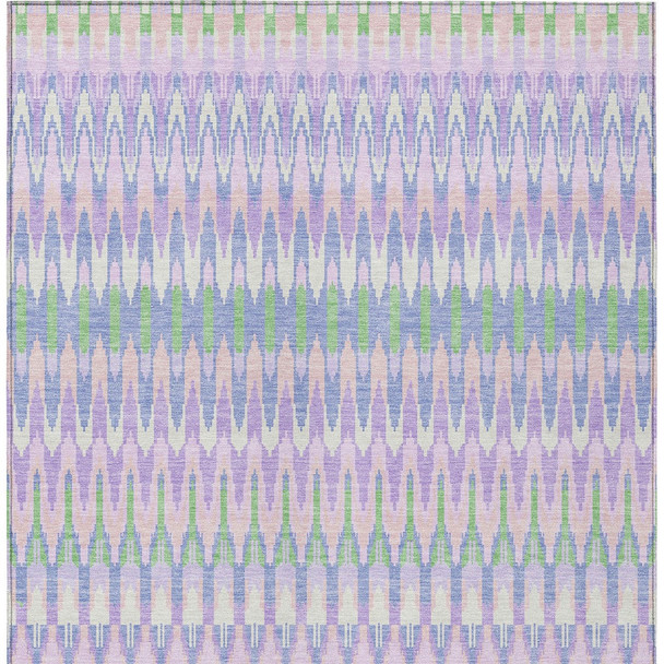 5' X 8' Lavender Pink And Lime Green Southwestern Washable Indoor Outdoor Area Rug