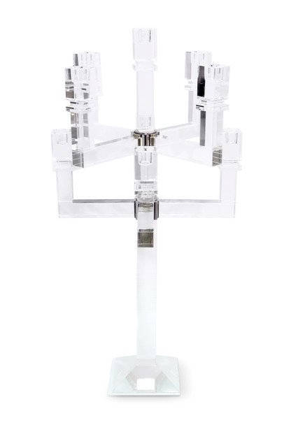 25" Clear Faceted Crystal Tabletop Candelabra Candle Holder