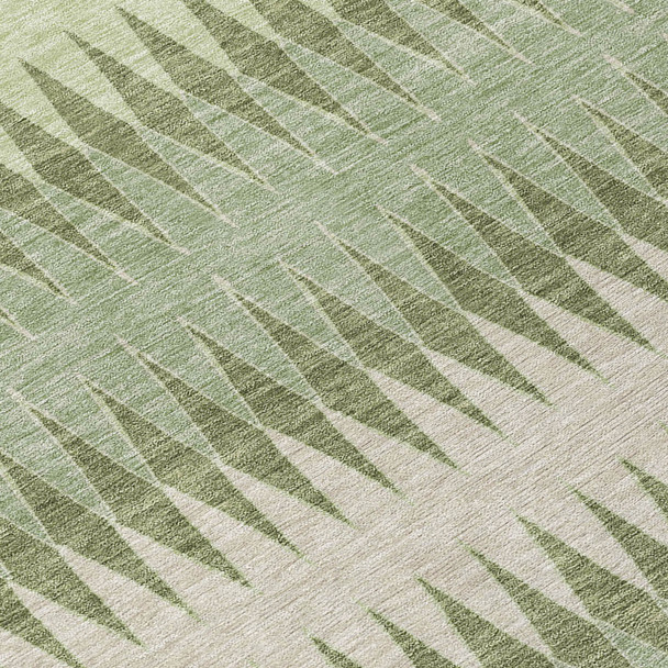 8' X 10' Artichoke Green And Light Green Striped Washable Indoor Outdoor Area Rug