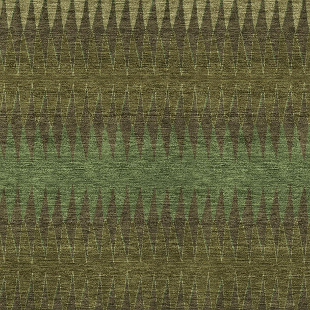 8' X 10' Olive Green And Dark Green Striped Washable Indoor Outdoor Area Rug