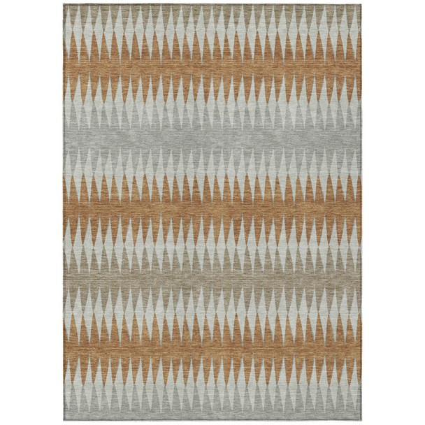 10' X 14' Orange Gray And Beige Striped Washable Indoor Outdoor Area Rug