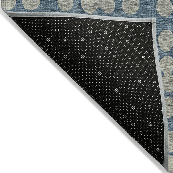 5' X 8' Denim Blue And Gray Abstract Washable Indoor Outdoor Area Rug