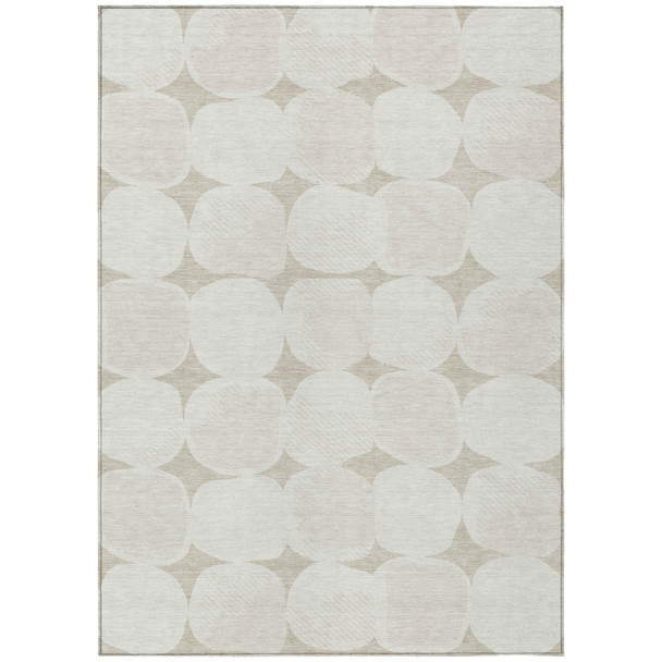 3' X 5' Beige And Brown Abstract Washable Indoor Outdoor Area Rug