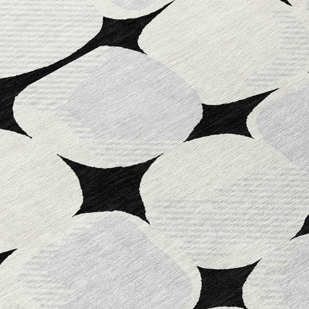 8' X 10' Black Gray And Ivory Abstract Washable Indoor Outdoor Area Rug
