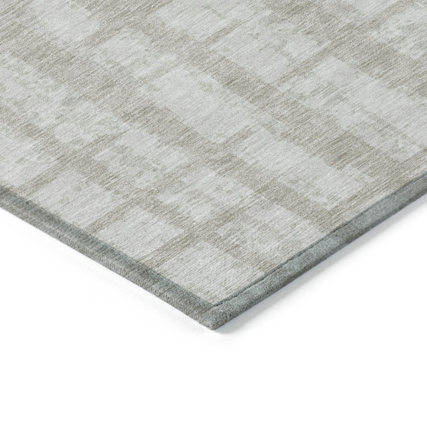 10' X 14' Taupe And Beige Striped Washable Indoor Outdoor Area Rug