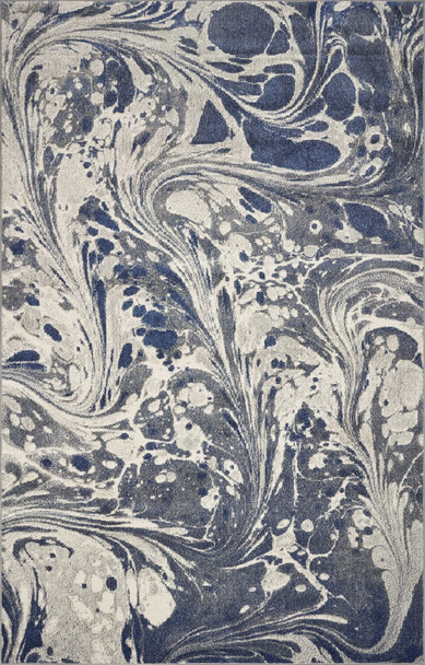 7' X 9' Blue Gray And Ivory Abstract Area Rug