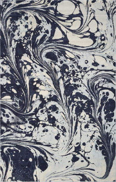 5' X 7' Blue And Ivory Abstract Area Rug