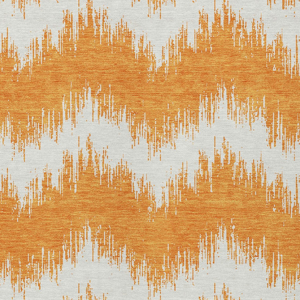 5' X 8' Orange And Ivory Chevron Washable Indoor Outdoor Area Rug