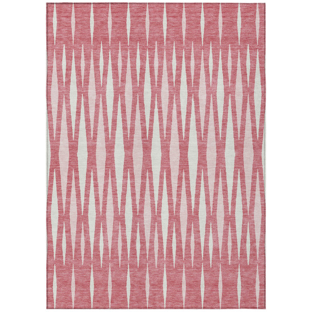 5' X 8' Blush And Ivory Geometric Washable Indoor Outdoor Area Rug