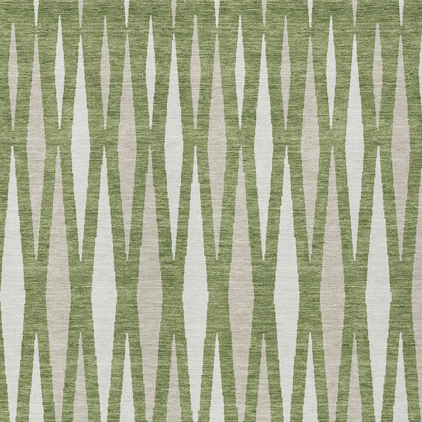 8' X 10' Green And Ivory Geometric Washable Indoor Outdoor Area Rug