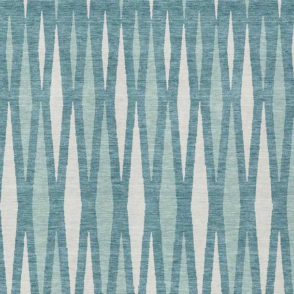 8' X 10' Teal Blue And Ivory Geometric Washable Indoor Outdoor Area Rug