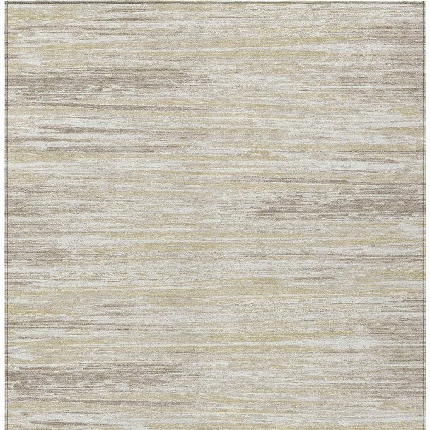 5' X 8' Beige Brown And Ivory Striped Washable Indoor Outdoor Area Rug