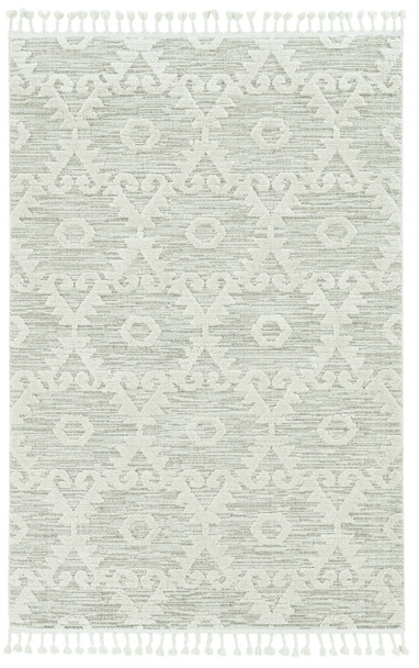 5' X 8' Beige and Ivory Geometric Area Rug
