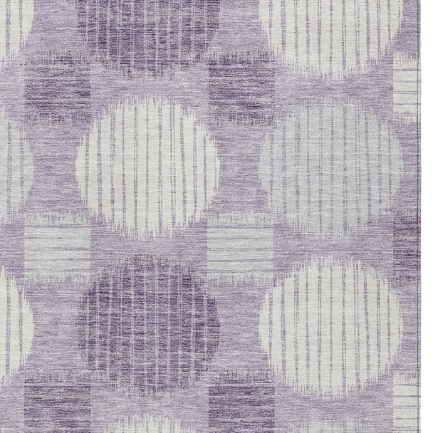 5' X 8' Purple And Ivory Geometric Washable Indoor Outdoor Area Rug