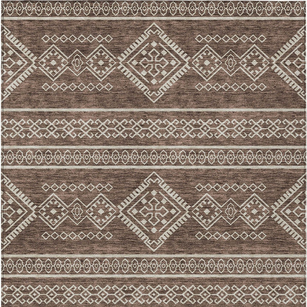 8' X 10' Brown And Ivory Southwestern Washable Indoor Outdoor Area Rug
