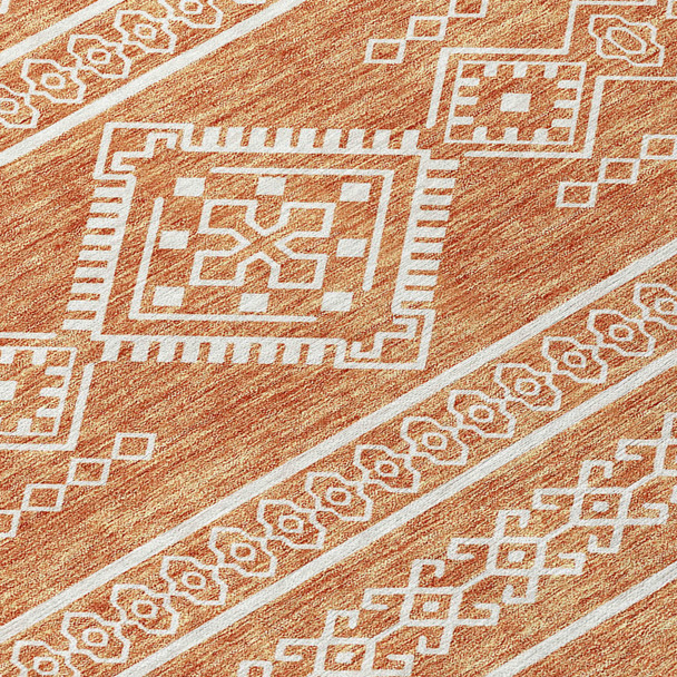 3' X 5' Copper And Ivory Southwestern Washable Indoor Outdoor Area Rug