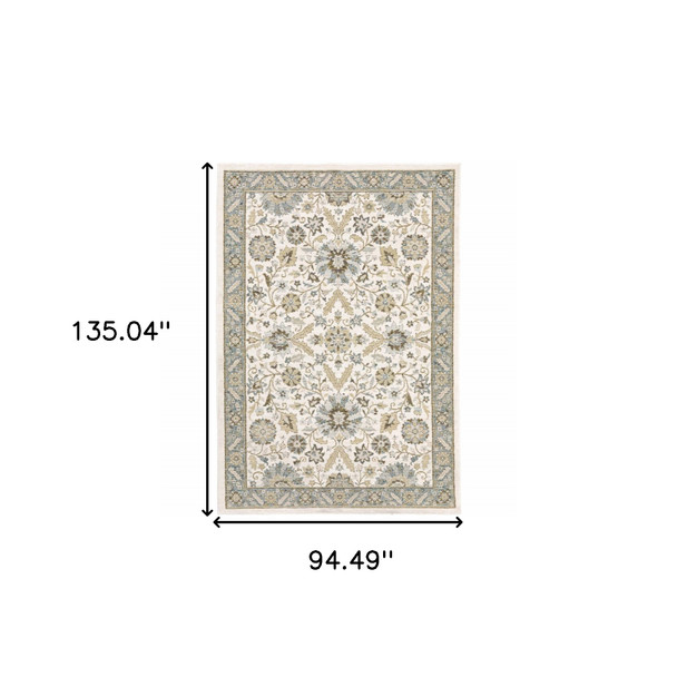 8' X 11' Gray and Ivory Oriental Power Loom Area Rug