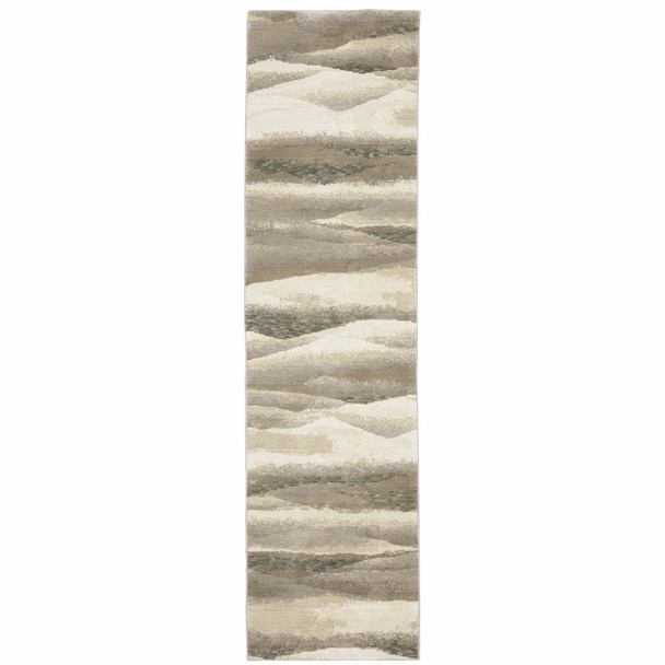 8' Blue And Gray Abstract Runner Rug