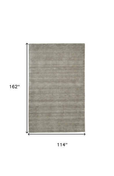 10' X 13' Gray and Ivory Wool Hand Woven Area Rug