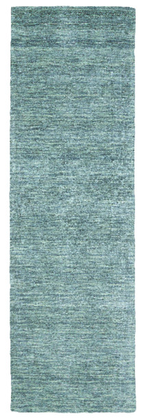 8' Gray And Blue Hand Woven Runner Rug
