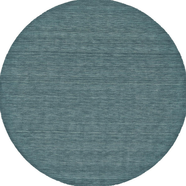 8' Blue Green Round Wool Hand Woven Area Rug
