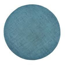 10' Blue And Green Round Wool Hand Woven Stain Resistant Area Rug