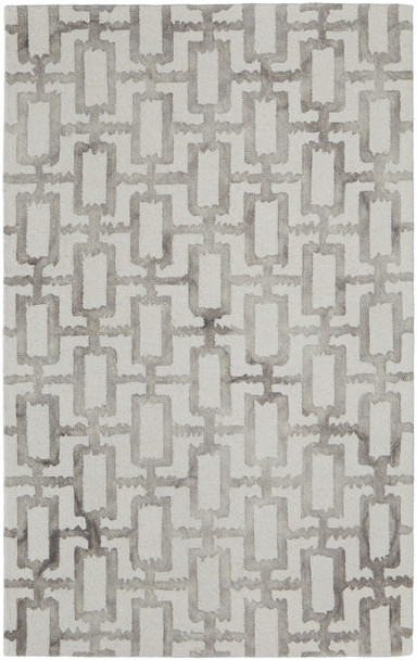 10' X 13' Ivory And Taupe Wool Geometric Hand Tufted Area Rug