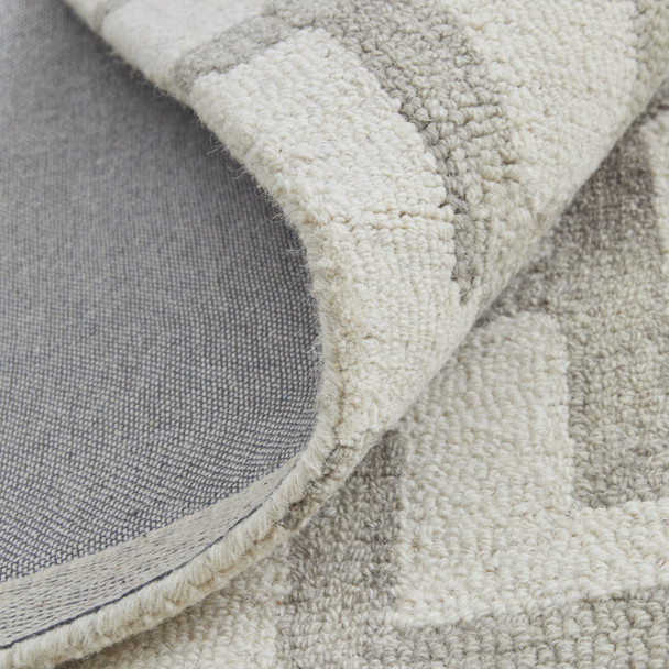 2' X 3' Ivory And Taupe Wool Geometric Hand Tufted Area Rug