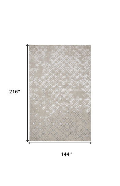 12' X 18' Tan Silver And Gray Quatrefoil Area Rug
