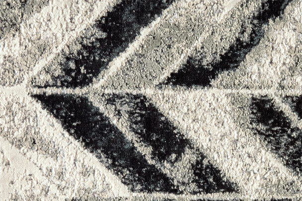 13' X 20' Gray And Black Chevron Area Rug