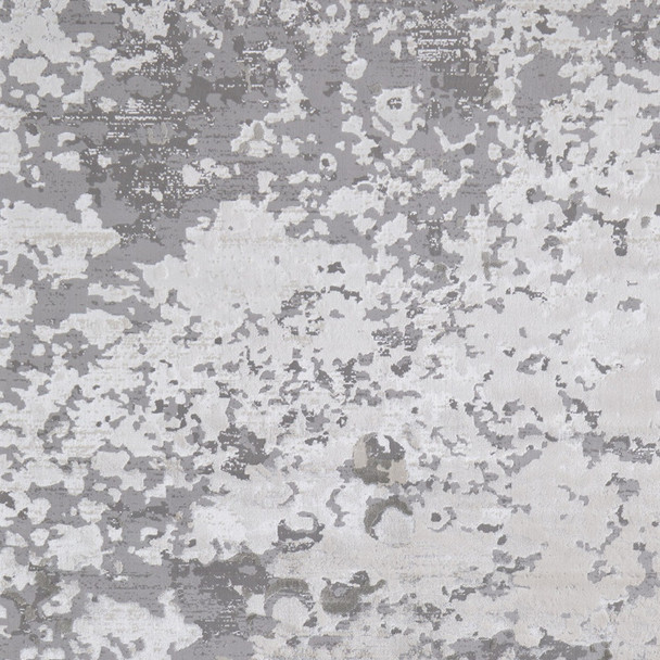 7' X 10' Silver Gray And White Abstract Stain Resistant Area Rug