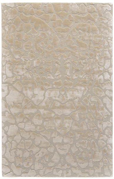 5' X 8' Gray and Ivory Abstract Hand Tufted Non Skid Area Rug
