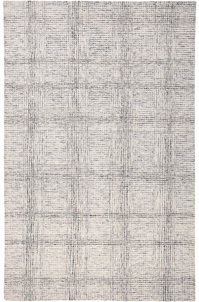 8' X 10' Ivory And Gray Wool Plaid Tufted Handmade Stain Resistant Area Rug