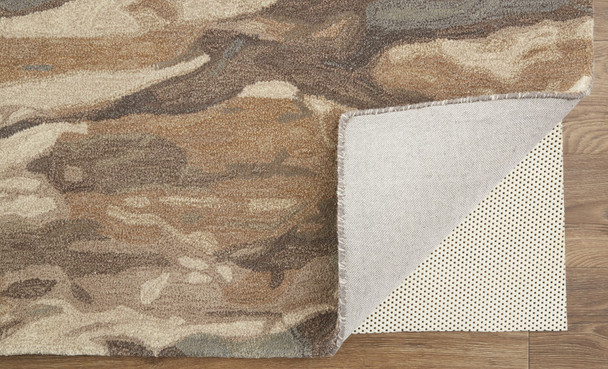 9' X 12' Green and Ivory Wool Abstract Hand Tufted Area Rug