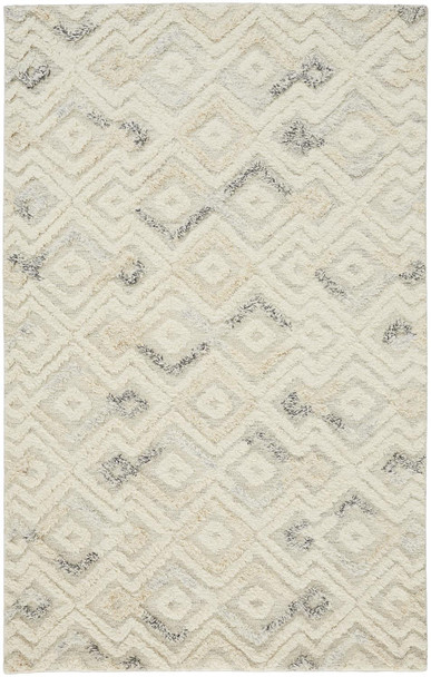 2' X 3' Ivory Gray And Black Wool Geometric Hand Tufted Area Rug
