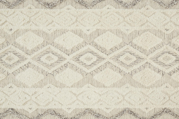 2' X 3' Ivory Taupe And Gray Wool Geometric Tufted Handmade Stain Resistant Area Rug