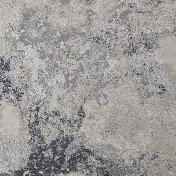 12' X 15' Ivory Black And Gray Abstract Area Rug