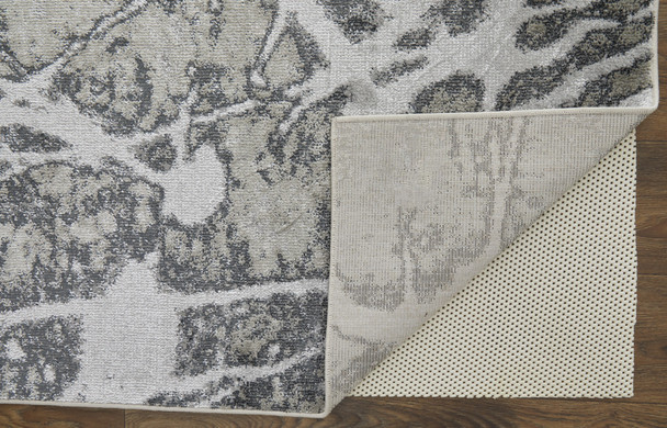 5' X 8' Gray and Ivory Abstract Power Loom Non Skid Area Rug