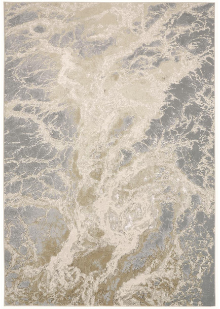 10' X 13' Ivory Tan And Gray Abstract Area Rug
