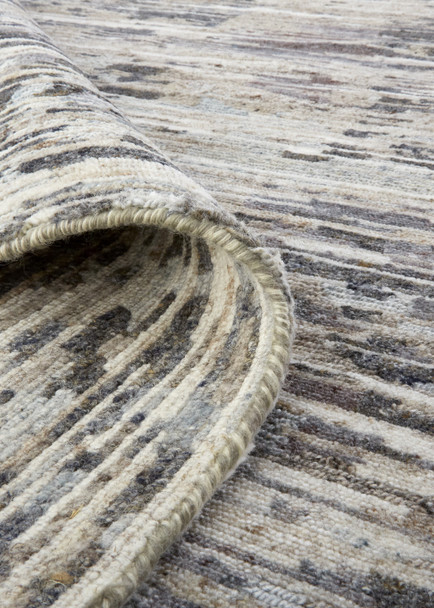 10' X 13' Gray Brown And Beige Wool Abstract Hand Knotted Area Rug