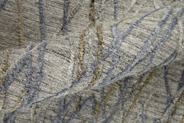 9' X 12' Gray And Blue Abstract Hand Woven Area Rug