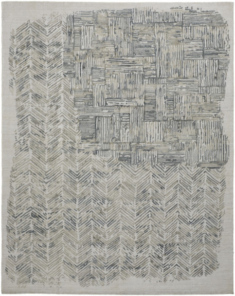 2' X 3' Green Blue And Ivory Abstract Hand Woven Area Rug