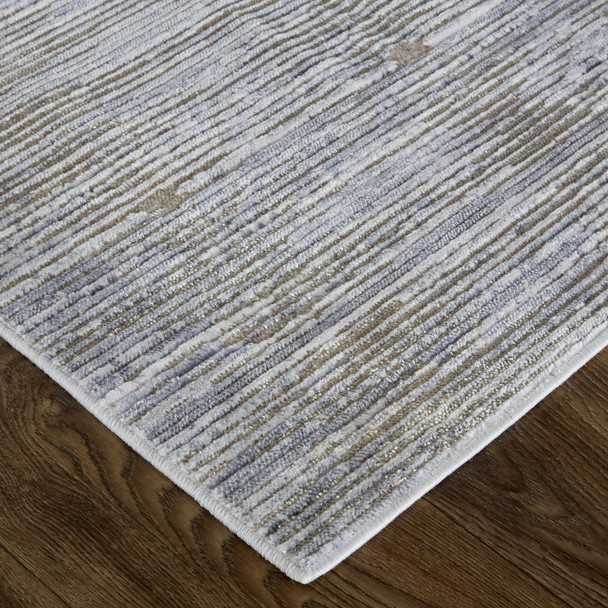 10' X 13' Taupe Silver And Tan Abstract Power Loom Area Rug