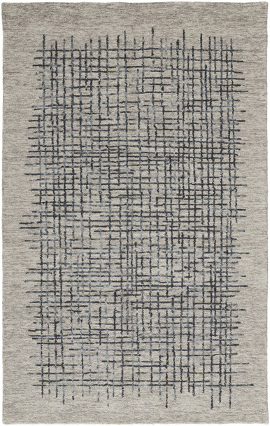5' X 8' Gray And Black Wool Crosshatch Hand Tufted Area Rug
