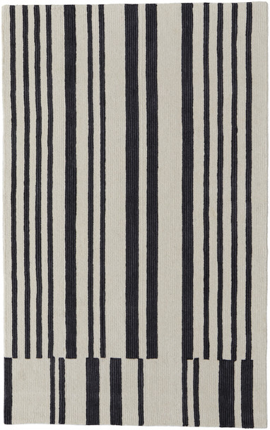 8' X 10' Ivory and Black Wool Abstract Hand Tufted Area Rug