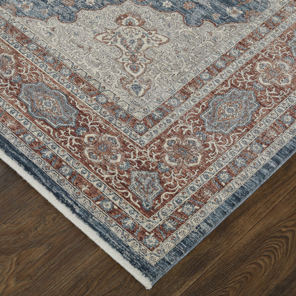2' X 3' Gray Red And Blue Floral Area Rug
