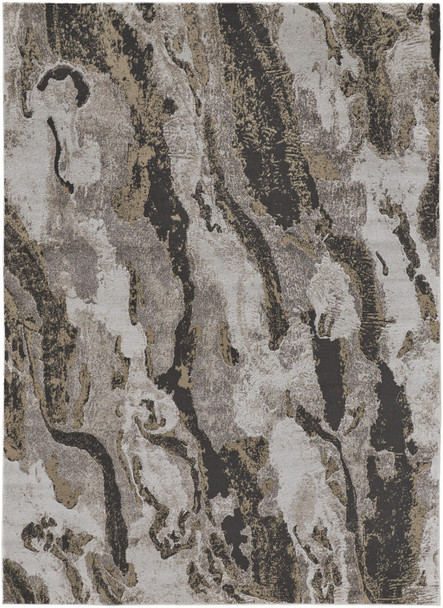 7' X 10' Brown And Ivory Abstract Distressed Area Rug