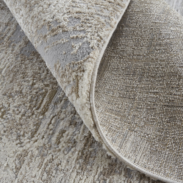 8' X 10' Gray Ivory And Tan Abstract Distressed Area Rug
