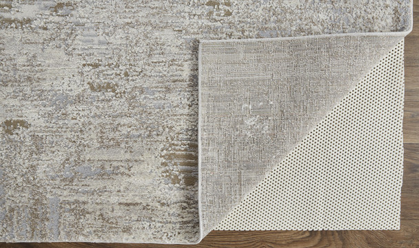 9' X 12' Gray Ivory And Tan Abstract Distressed Area Rug